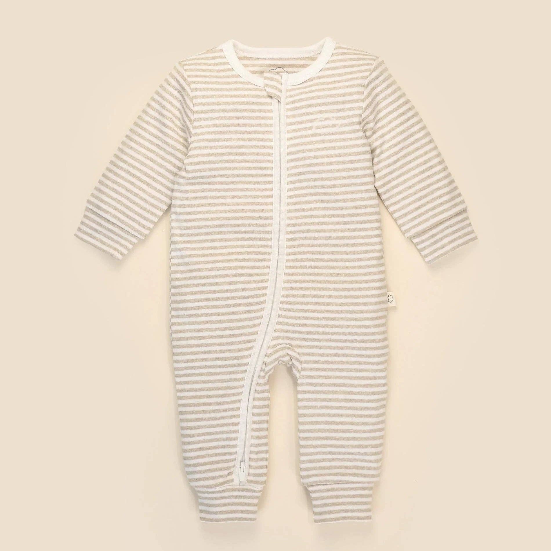 Organic Cotton Growsuit - Oat Stripes