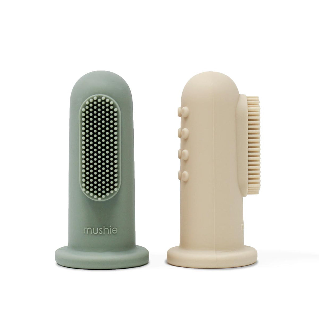Finger Toothbrush (2pce) - Shifting Sand & Cambridge Blue