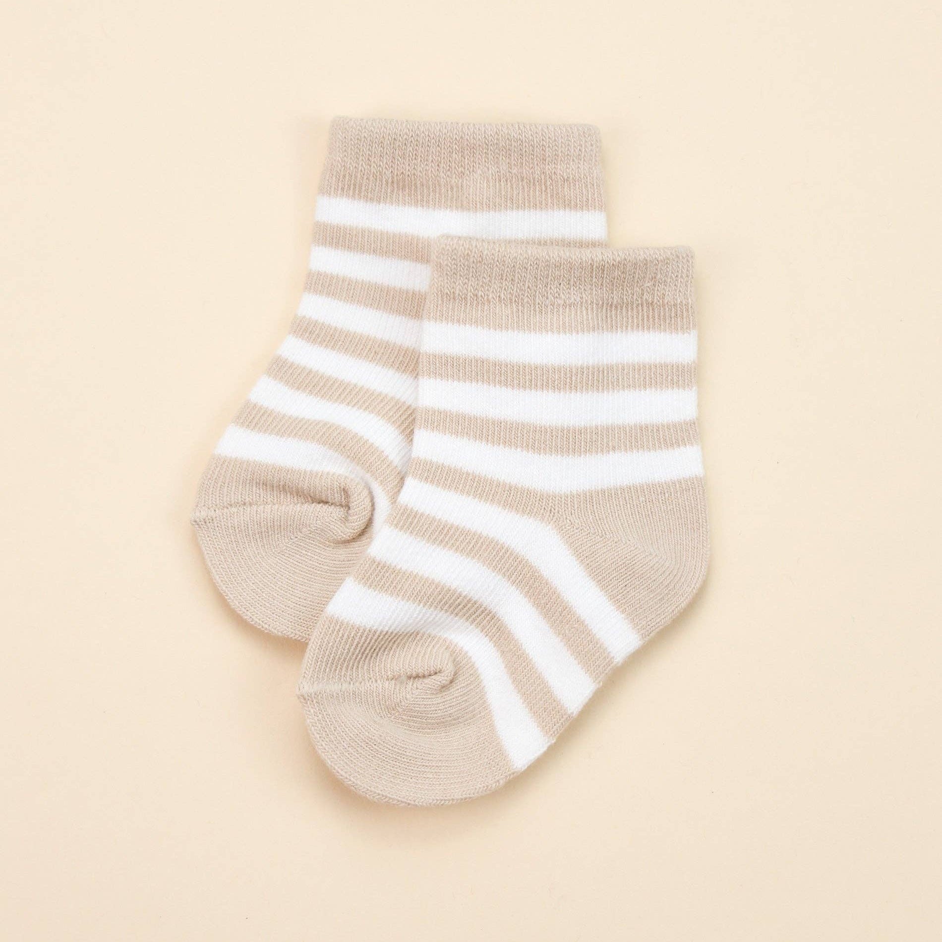 Organic Cotton Baby Socks - Oat Stripes