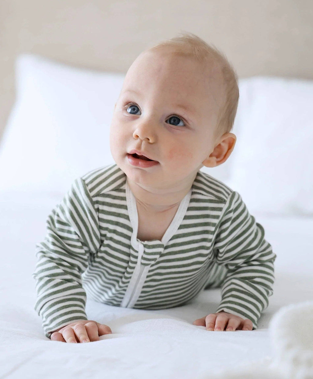 Organic Cotton Growsuit - Forest Green Stripes