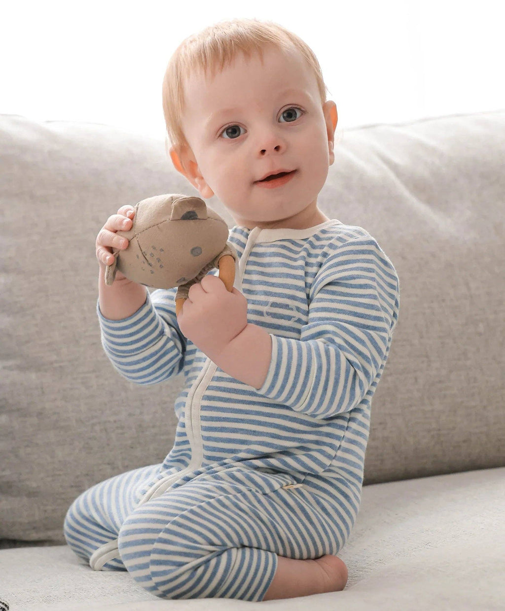 Organic Cotton Growsuit - Blue Stripes