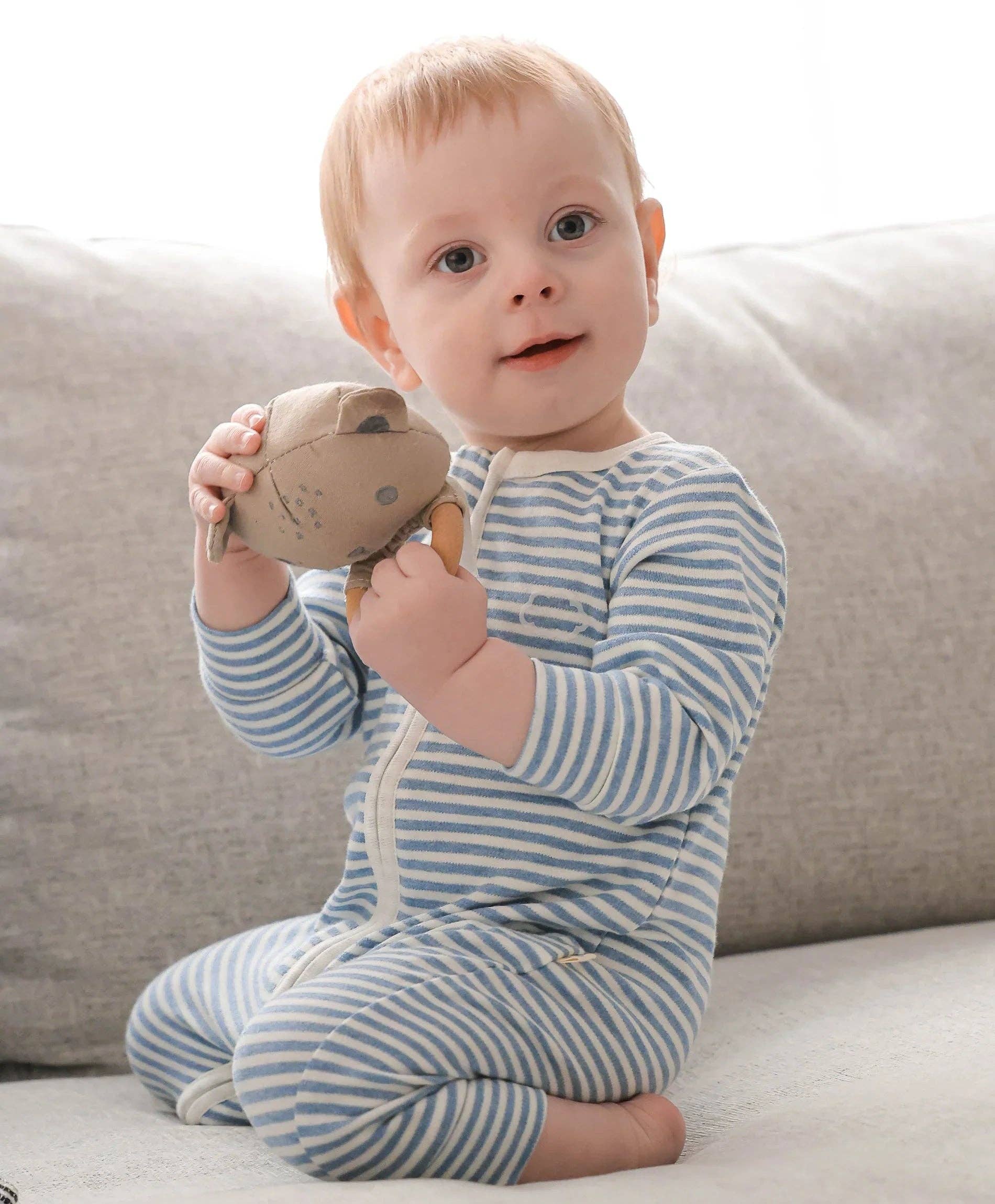 Organic Cotton Growsuit - Blue Stripes