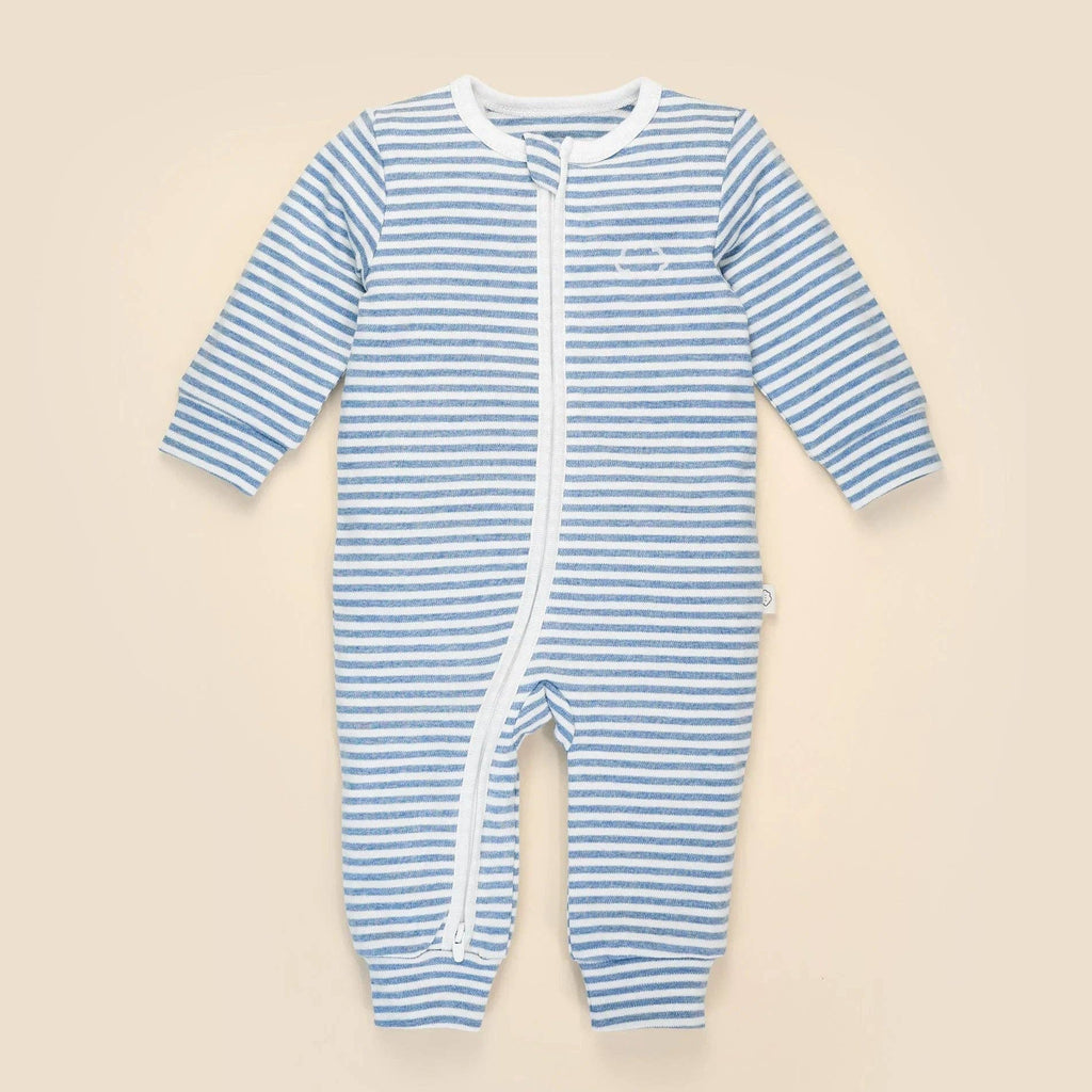 Organic Cotton Growsuit - Blue Stripes
