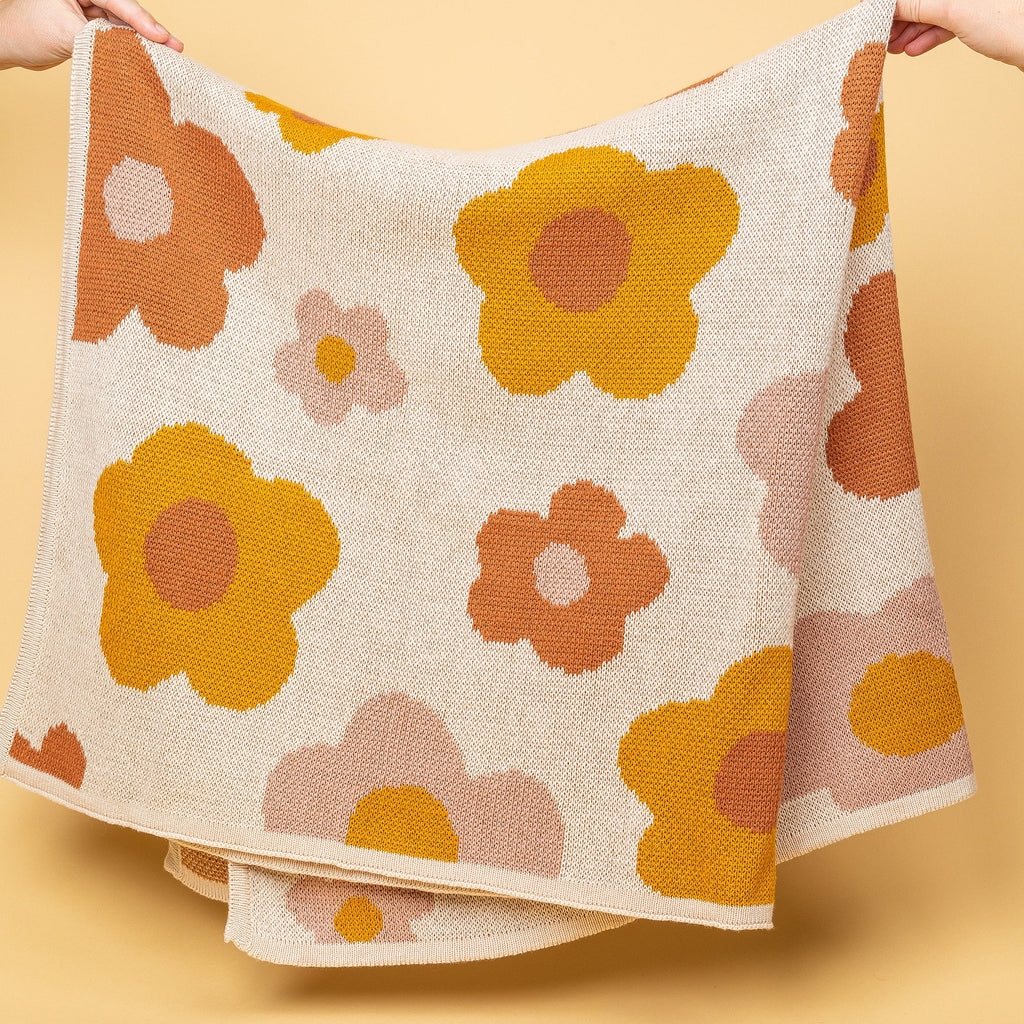 Organic Cotton Knitted Blanket - Bloom