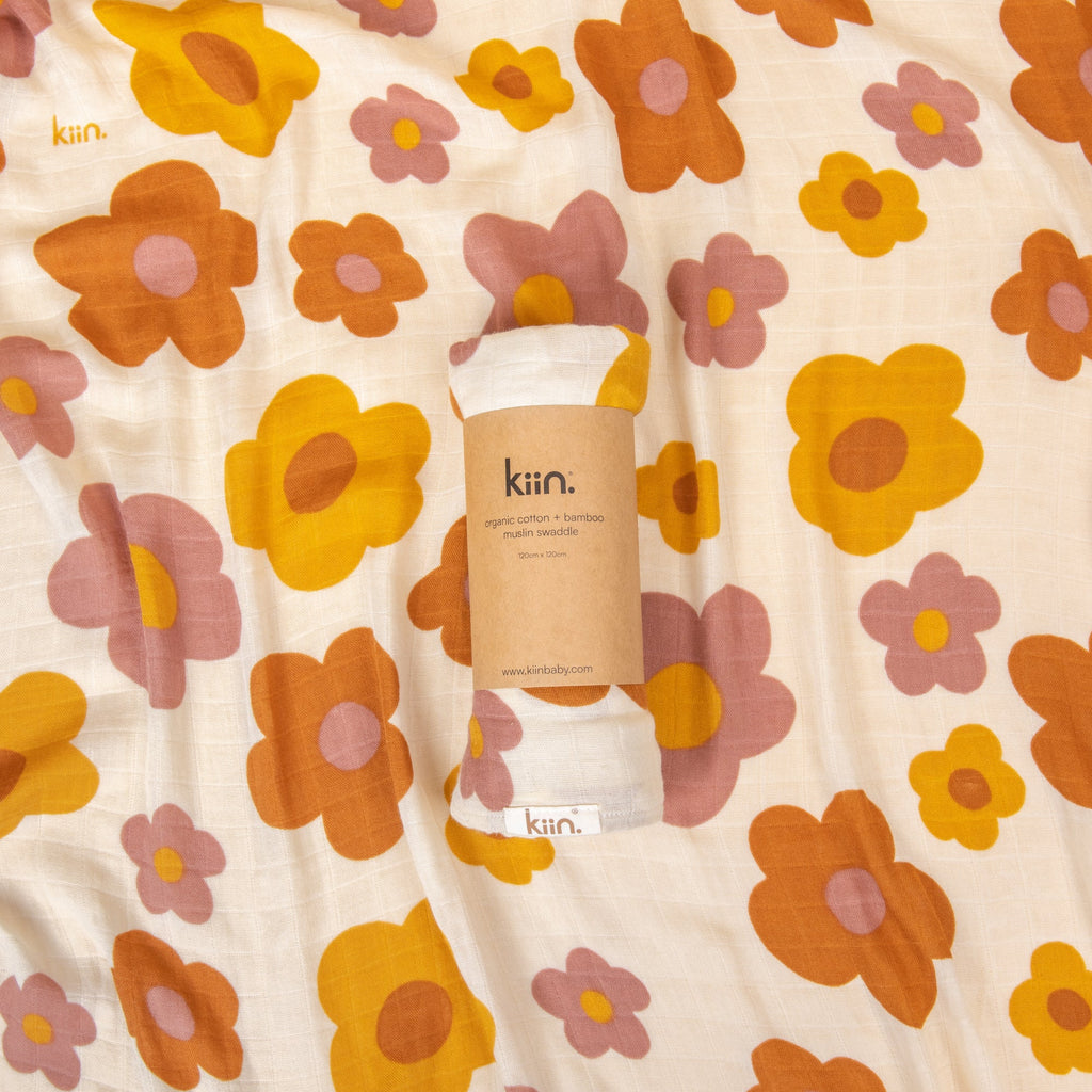 Organic Muslin Swaddle - Bloom