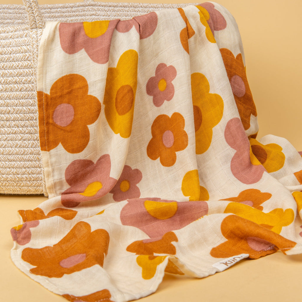 Organic Muslin Swaddle - Bloom