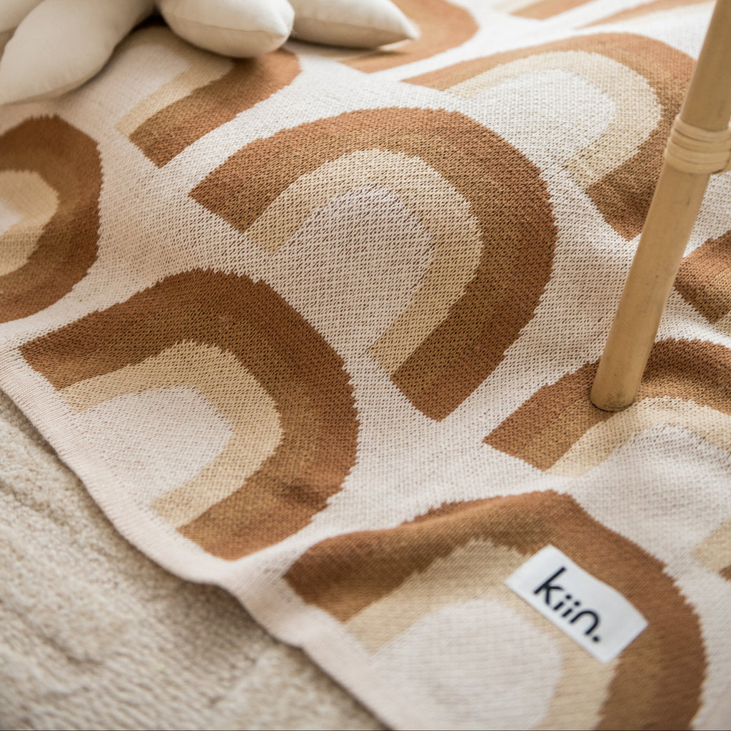 Organic Cotton Knitted Blanket - Rainbow