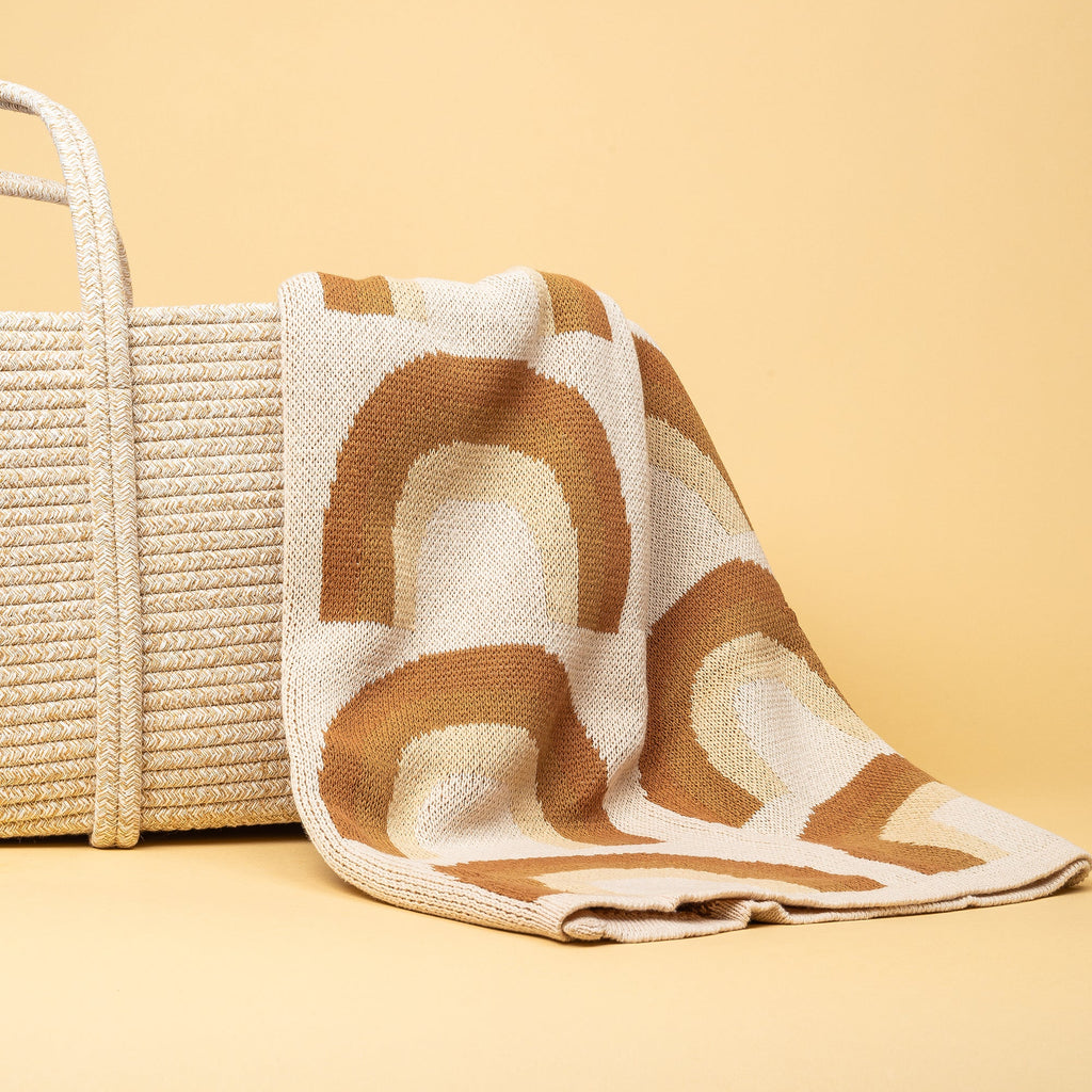 Organic Cotton Knitted Blanket - Rainbow