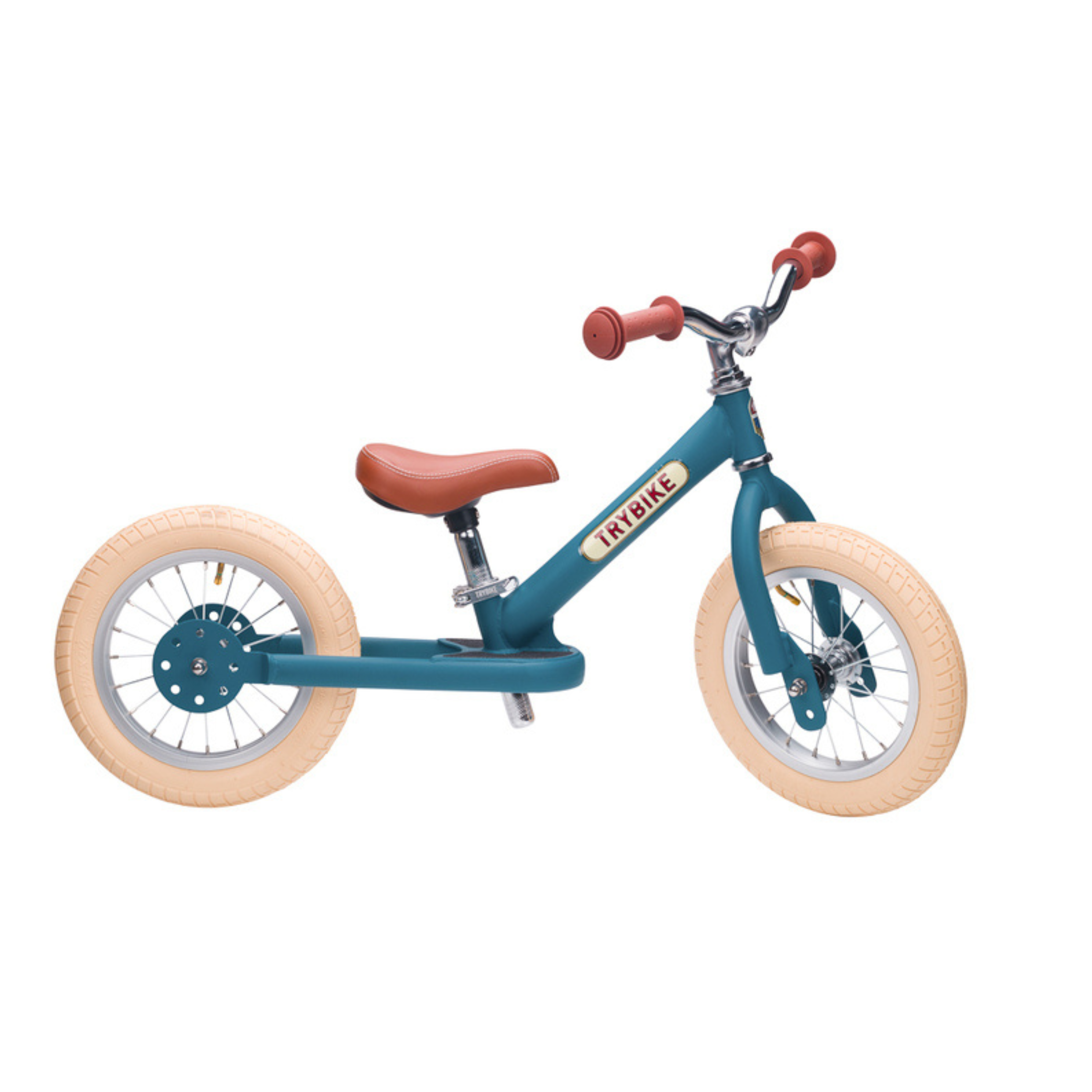 Matte Blue Vintage TRYBIKE - Cream Tyres & Chrome (3 wheel)