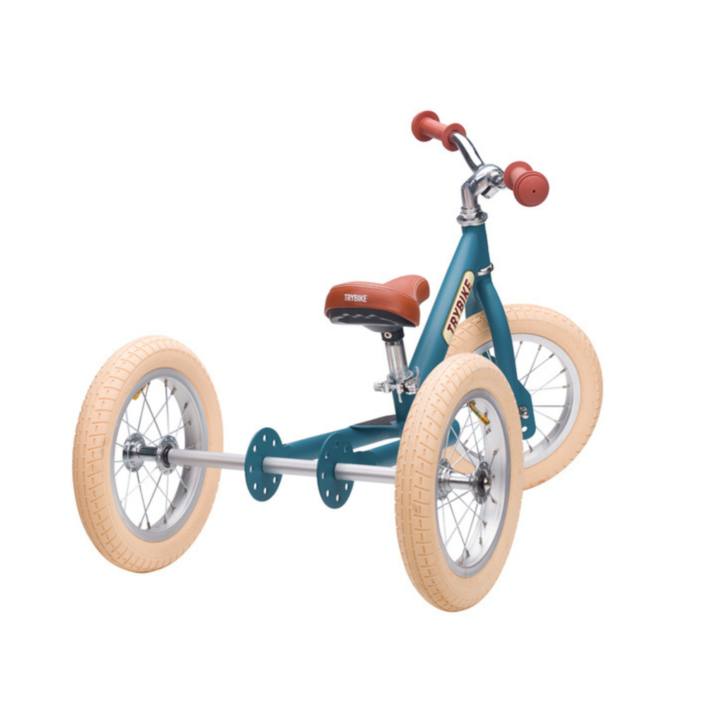Matte Blue Vintage TRYBIKE - Cream Tyres & Chrome (3 wheel)