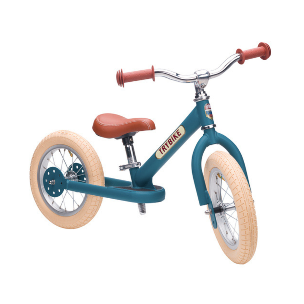 Matte Blue Vintage TRYBIKE - Cream Tyres & Chrome (3 wheel)