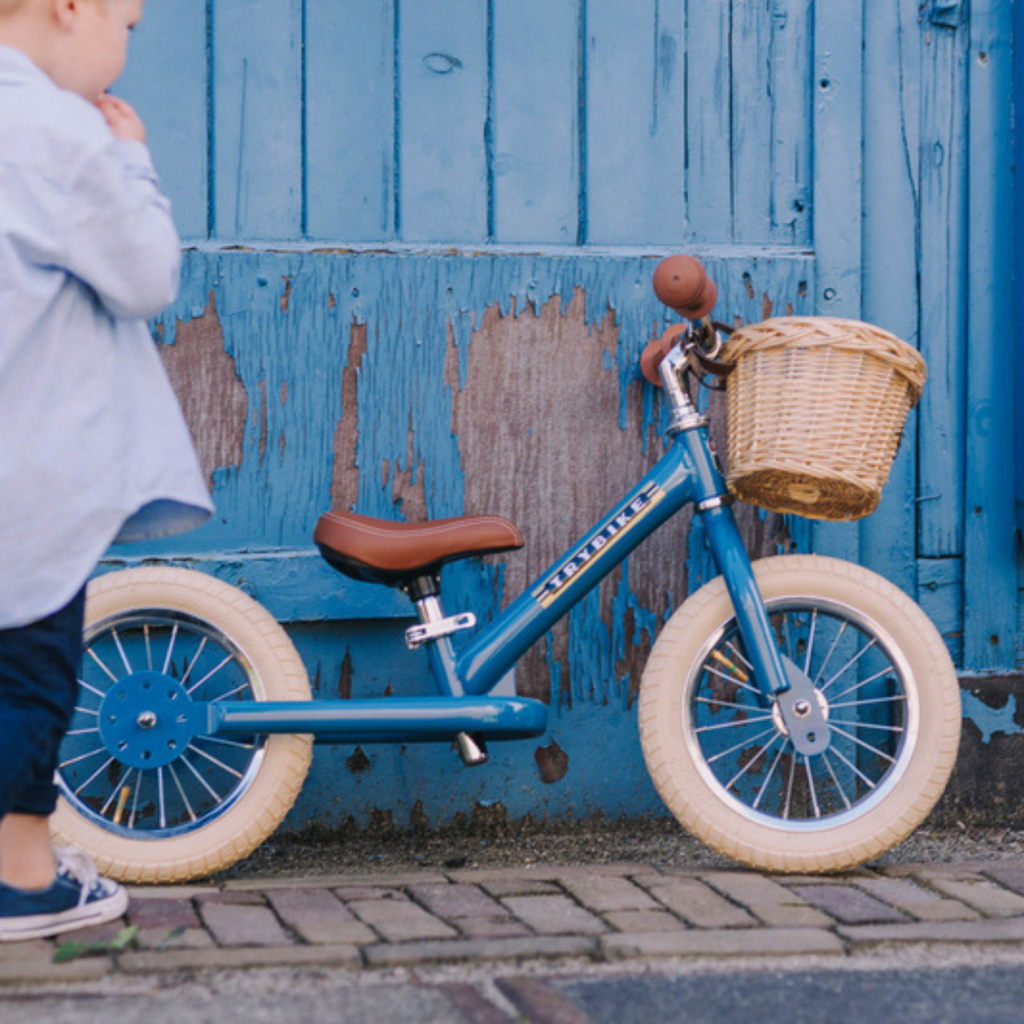 Matte Blue Vintage TRYBIKE - Cream Tyres & Chrome (3 wheel)