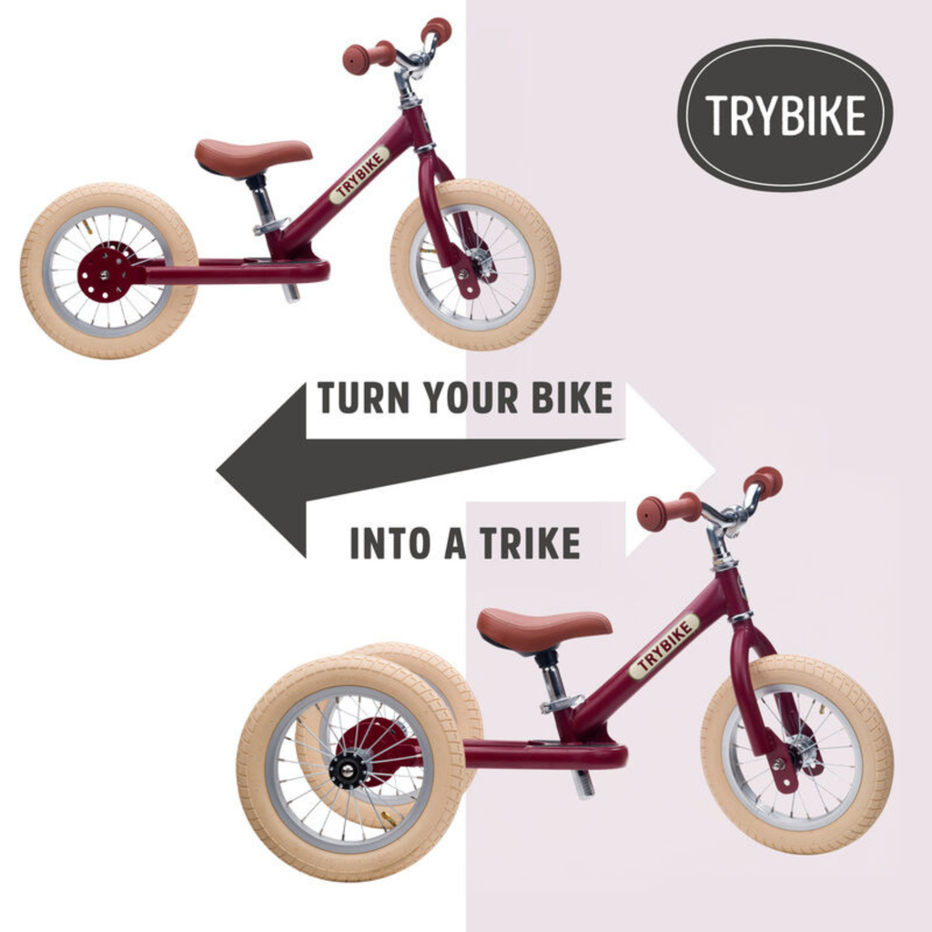 Matte Cream Vintage TRYBIKE - Cream Tyres & Chrome (3 wheel)