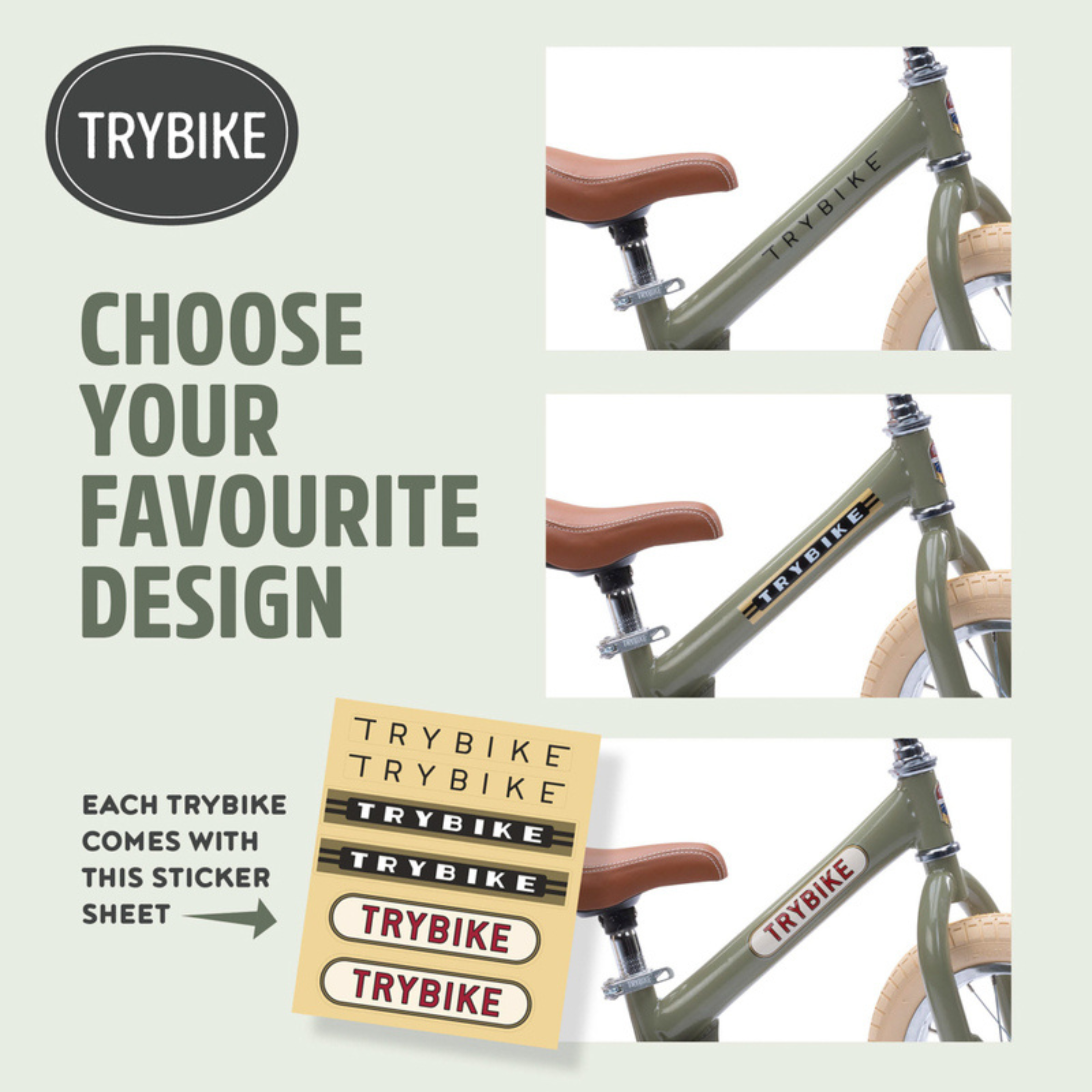 Matte Cream Vintage TRYBIKE - Cream Tyres & Chrome (3 wheel)