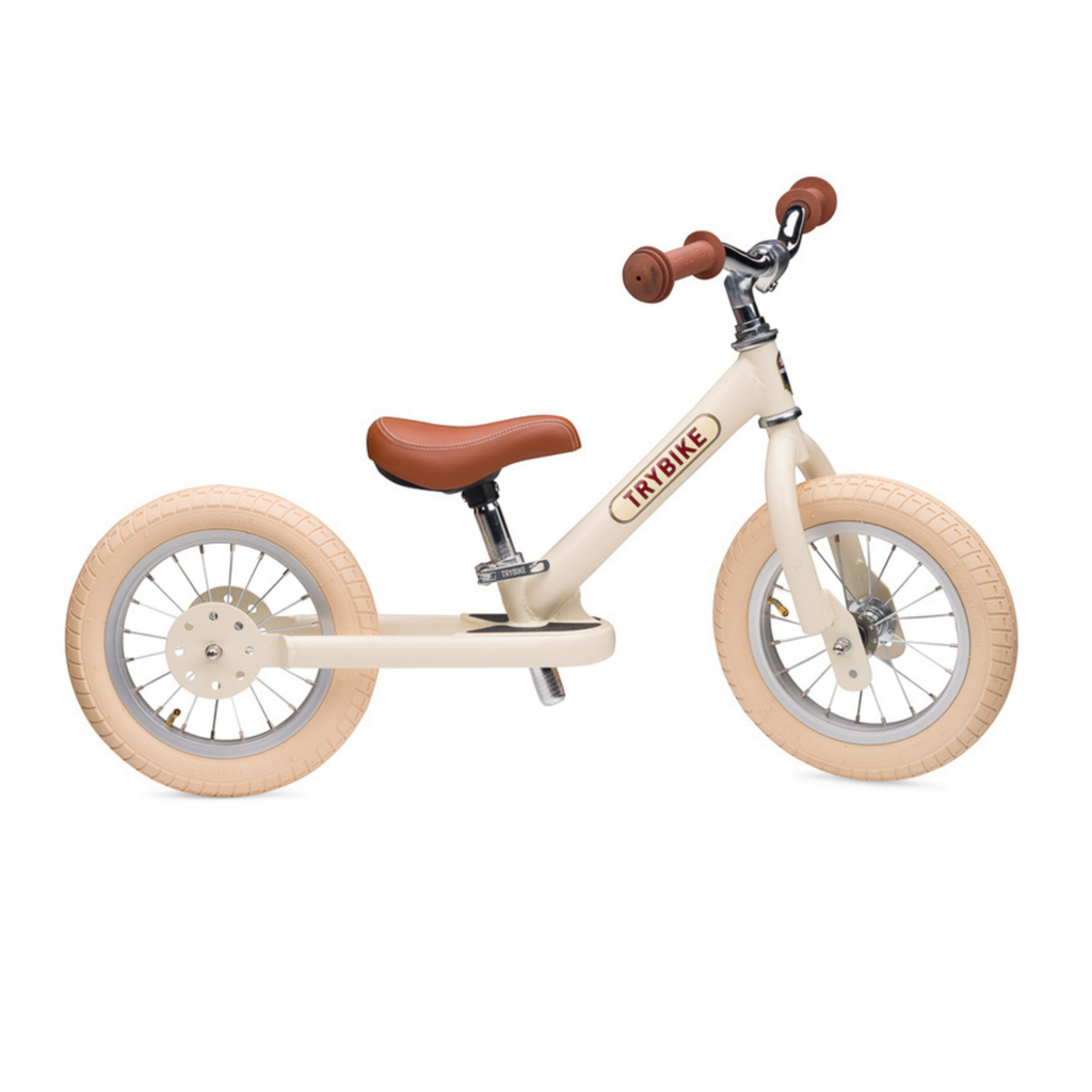 Matte Cream Vintage TRYBIKE - Cream Tyres & Chrome (3 wheel)