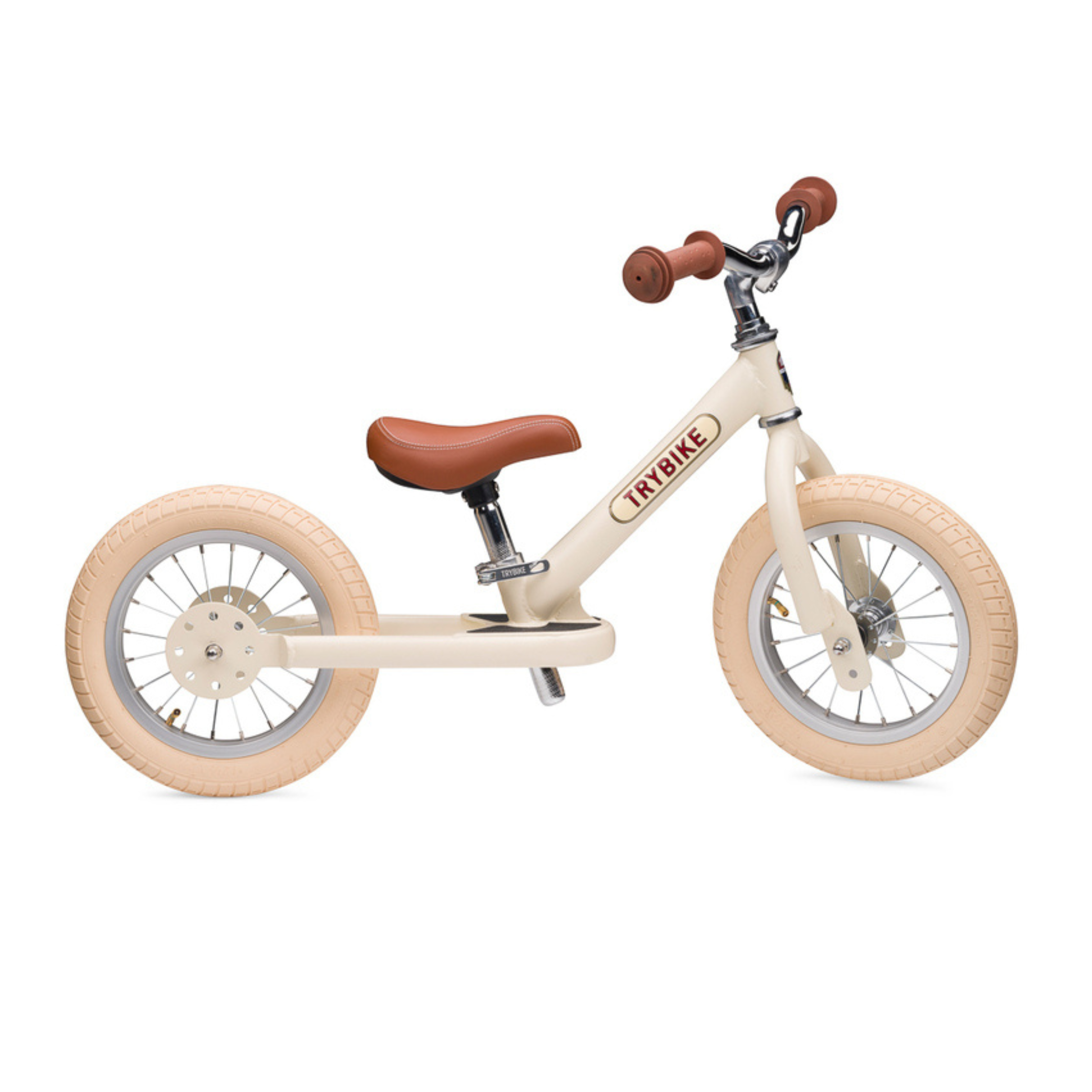 Matte Cream Vintage TRYBIKE - Cream Tyres & Chrome (3 wheel)