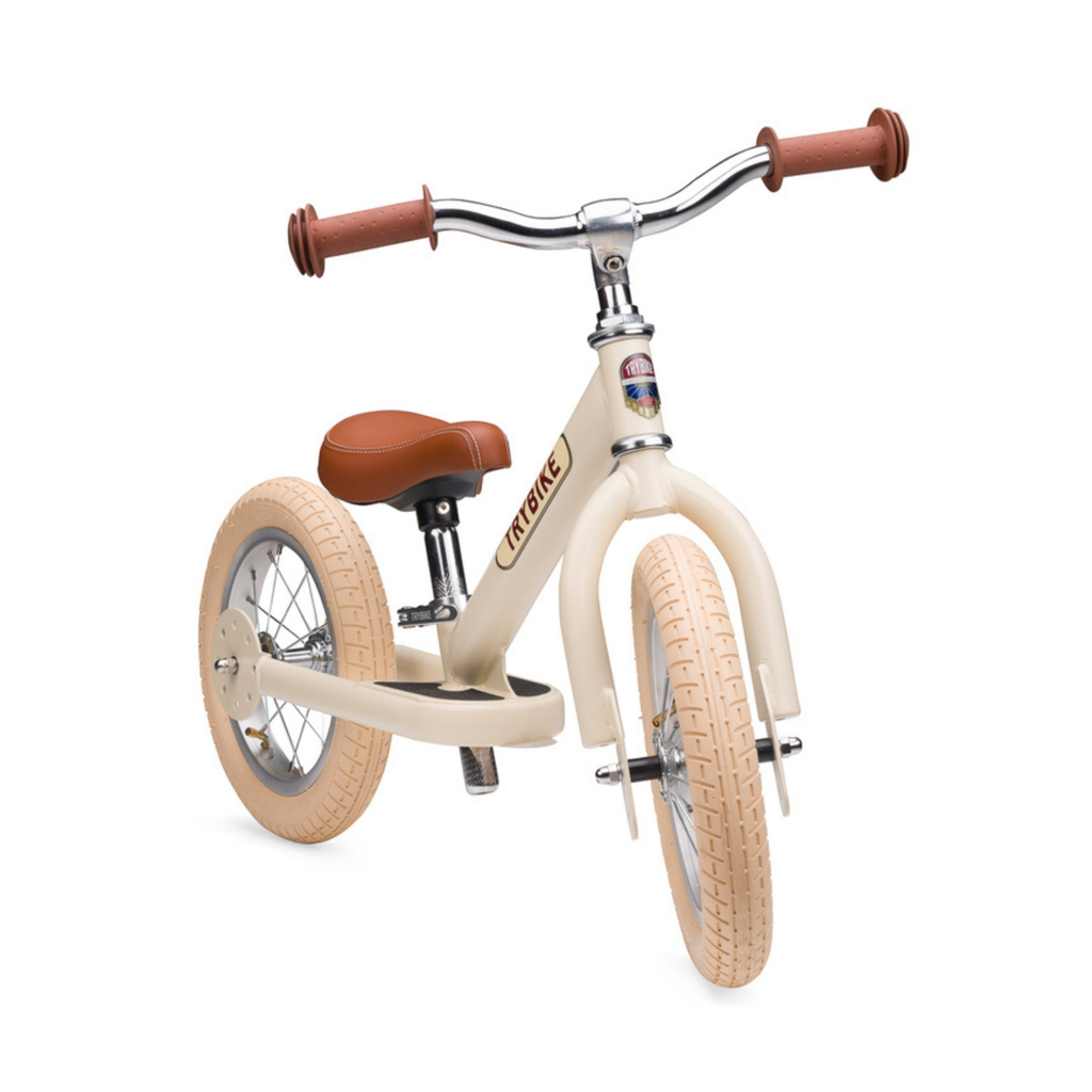 Matte Cream Vintage TRYBIKE - Cream Tyres & Chrome (3 wheel)