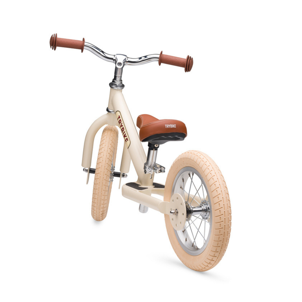 Matte Cream Vintage TRYBIKE - Cream Tyres & Chrome (3 wheel)