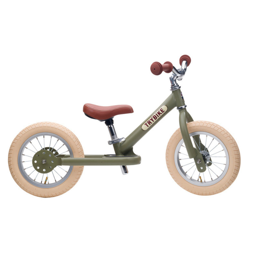 Matte Green Vintage TRYBIKE - Cream Tyres & Chrome (3 wheel)