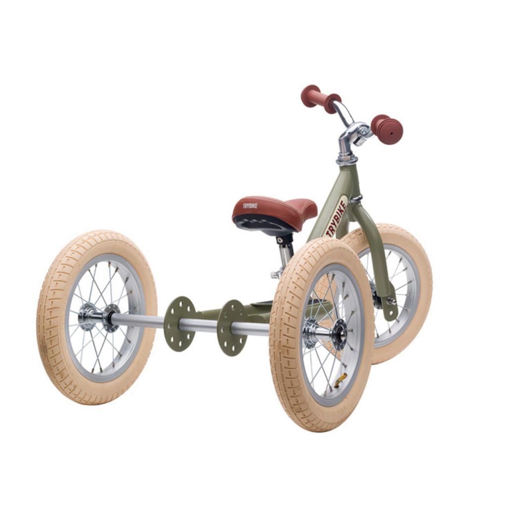 Matte Green Vintage TRYBIKE - Cream Tyres & Chrome (3 wheel)