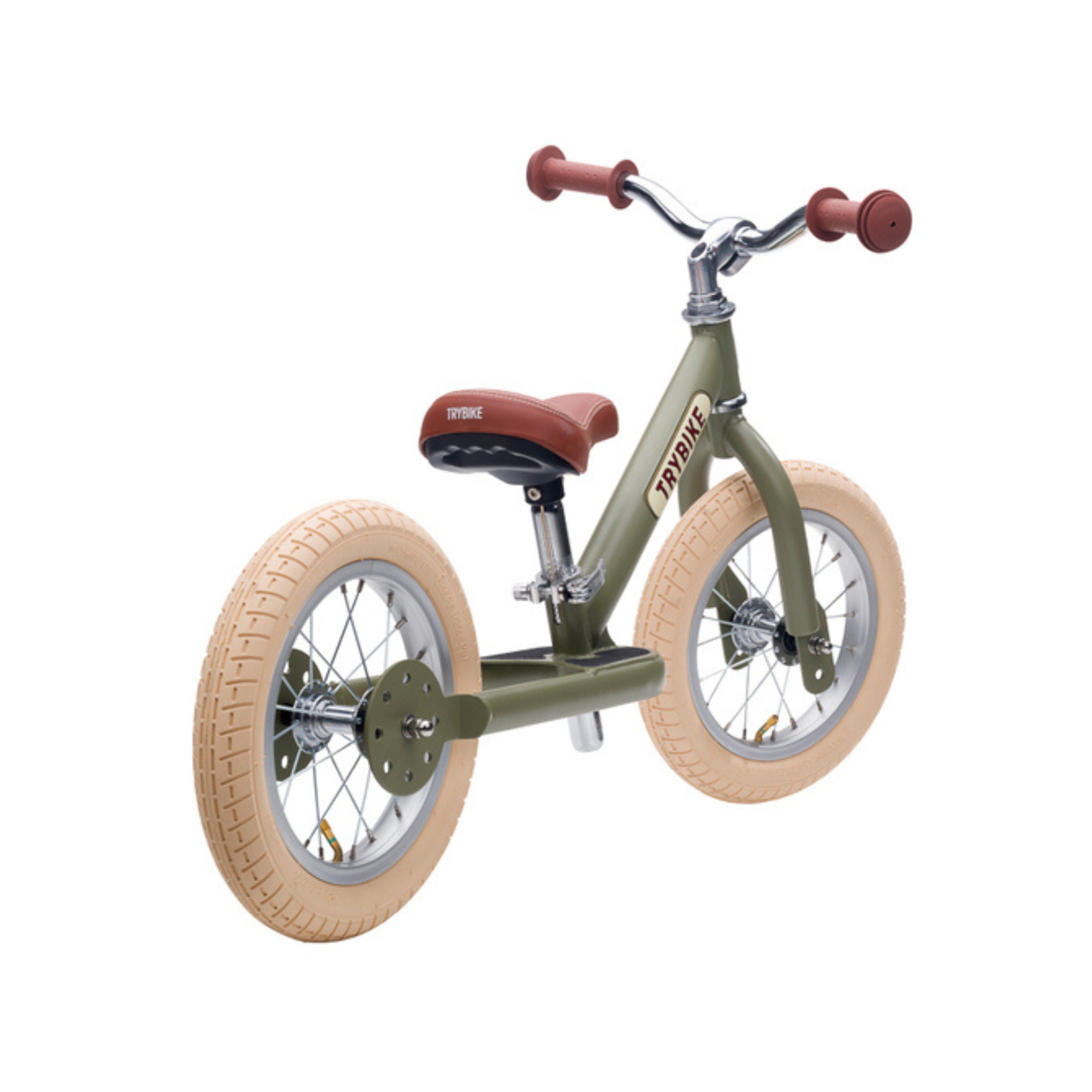Matte Green Vintage TRYBIKE - Cream Tyres & Chrome (3 wheel)