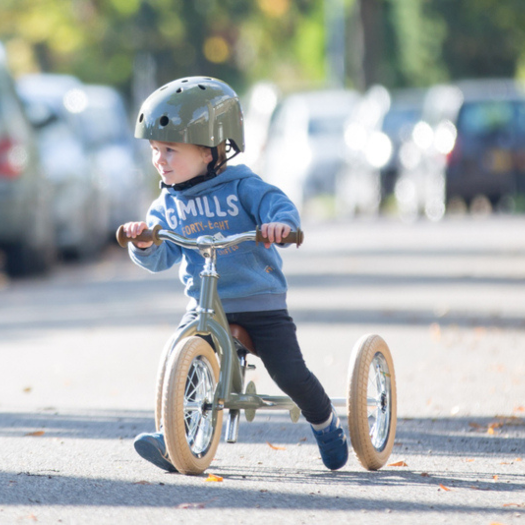Matte Green Vintage TRYBIKE - Cream Tyres & Chrome (3 wheel)