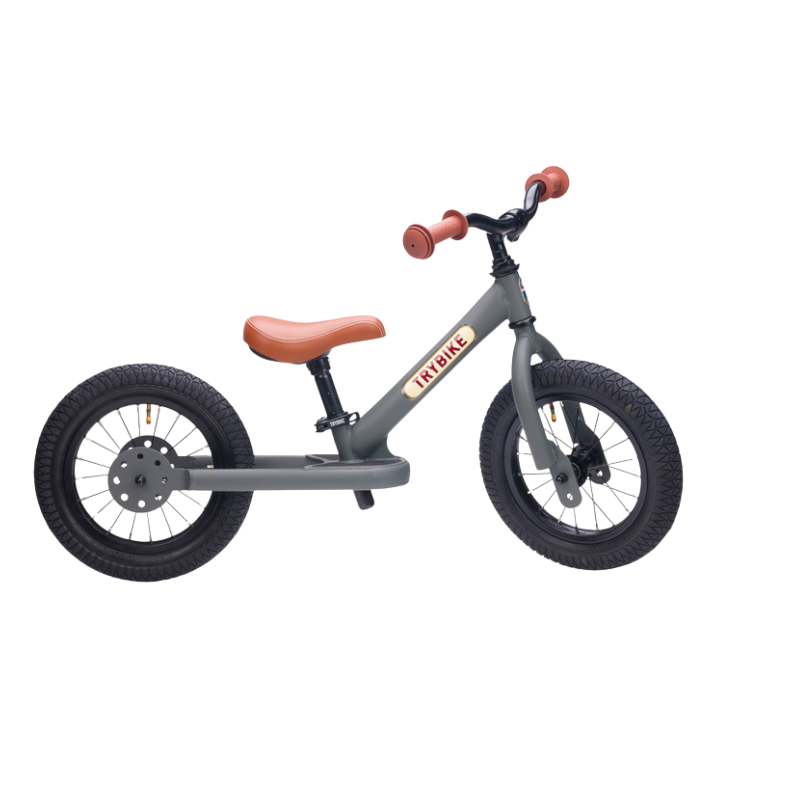Matte Grey TRYBIKE - Brown Seat & Grips (3 wheel)
