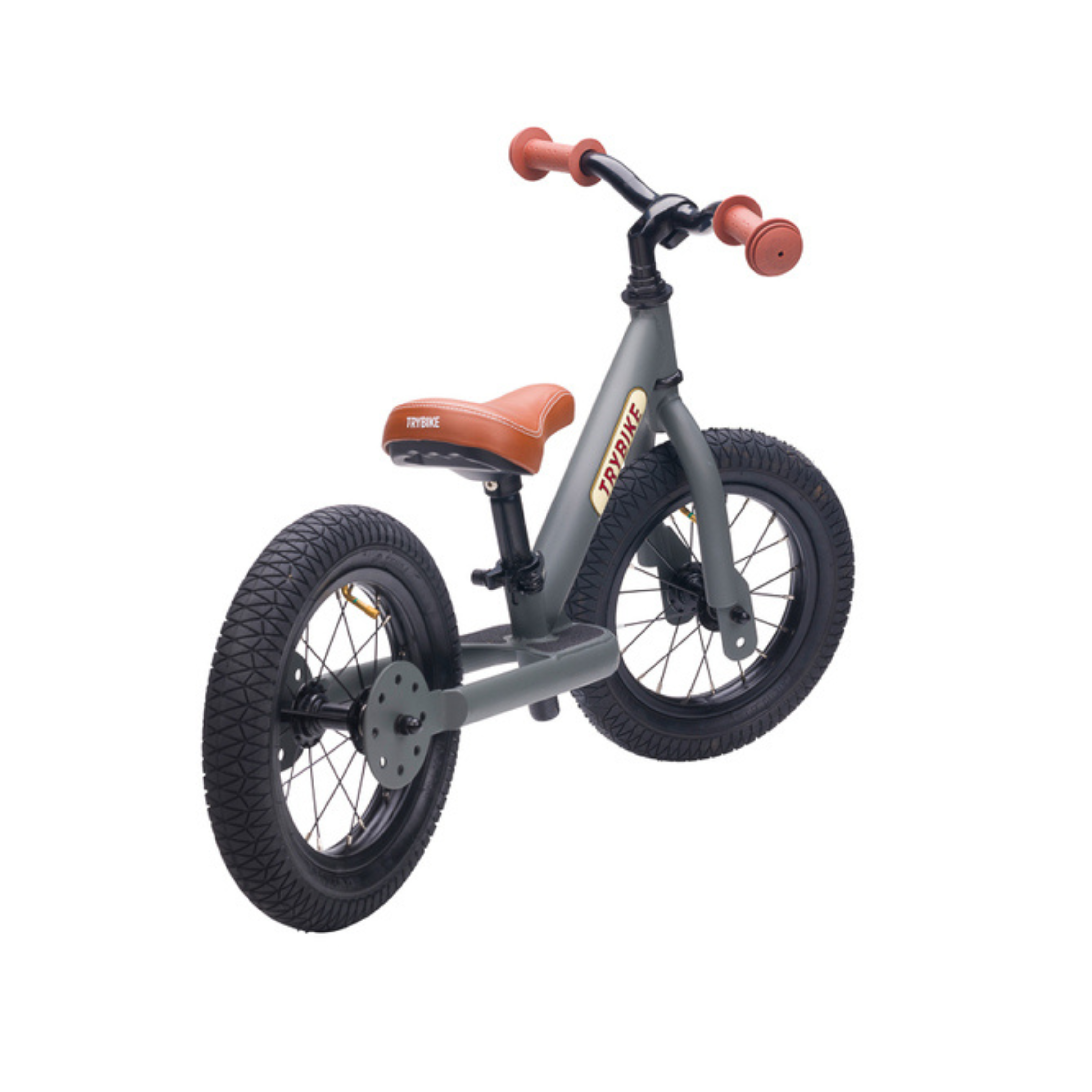 Matte Grey TRYBIKE - Brown Seat & Grips (3 wheel)