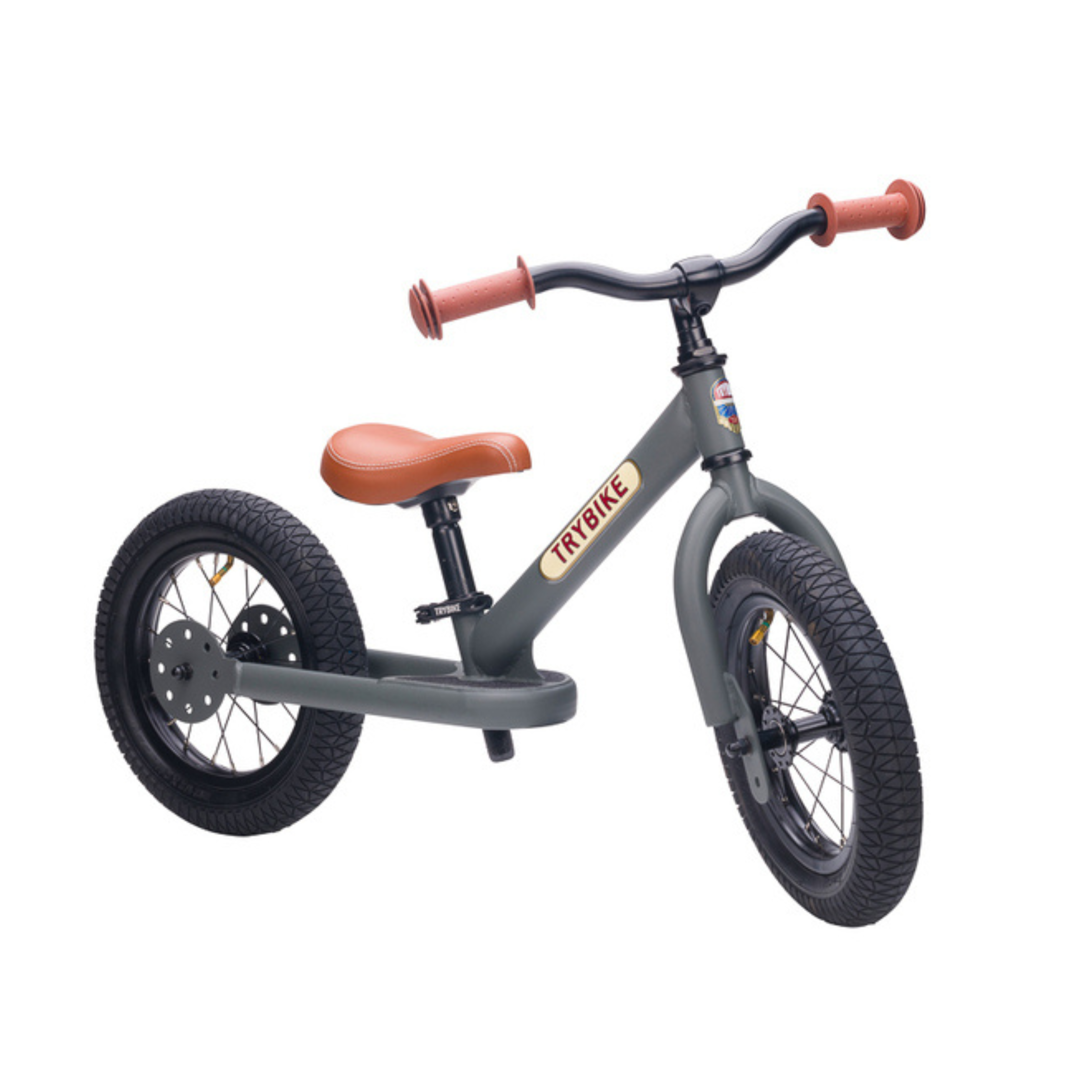 Matte Grey TRYBIKE - Brown Seat & Grips (3 wheel)