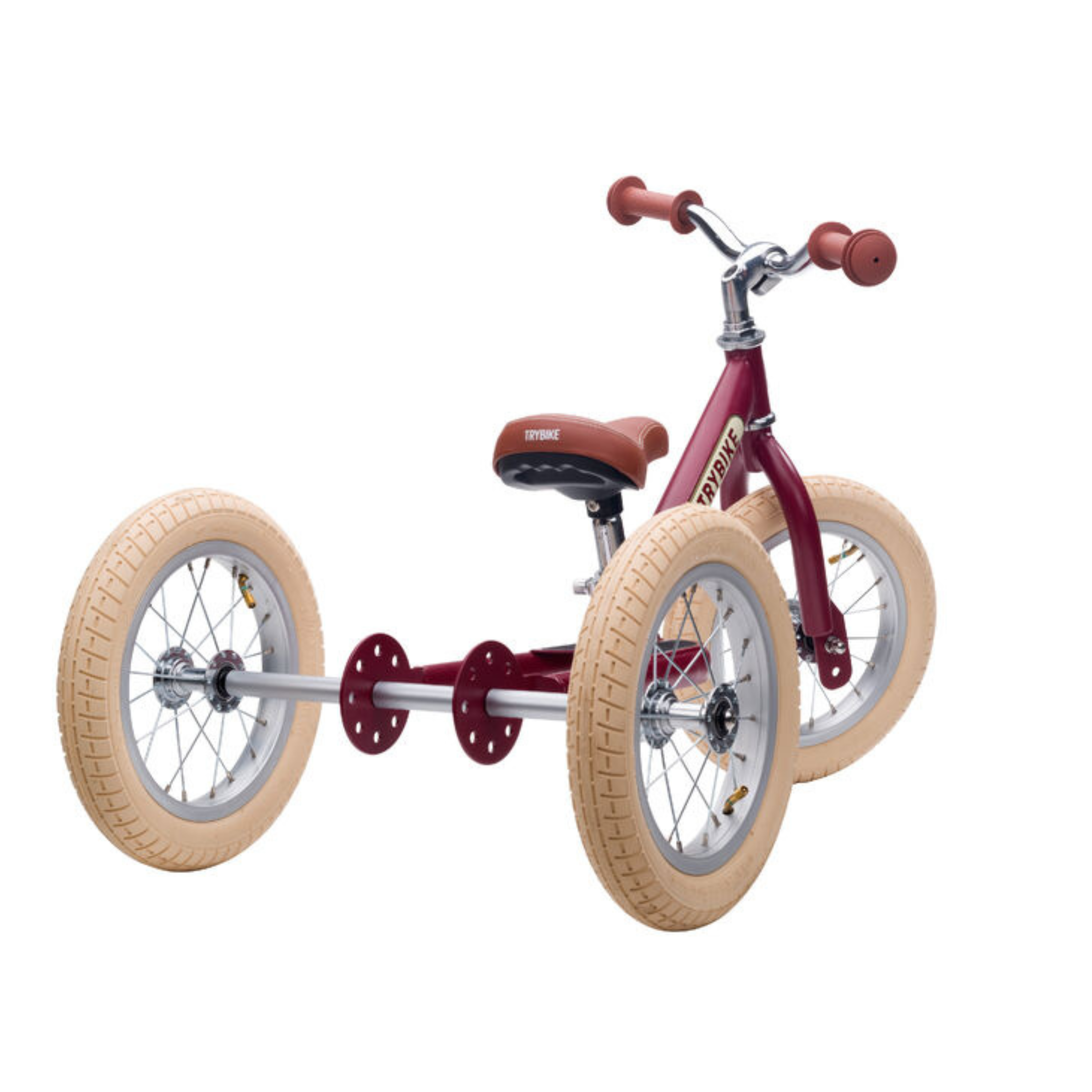 Matte Red Vintage TRYBIKE - Cream Tyres & Chrome (3 wheel)