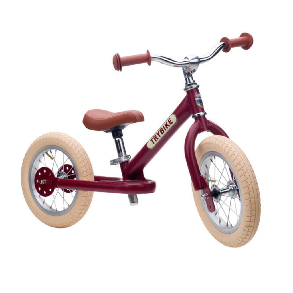 Matte Red Vintage TRYBIKE - Cream Tyres & Chrome (3 wheel)