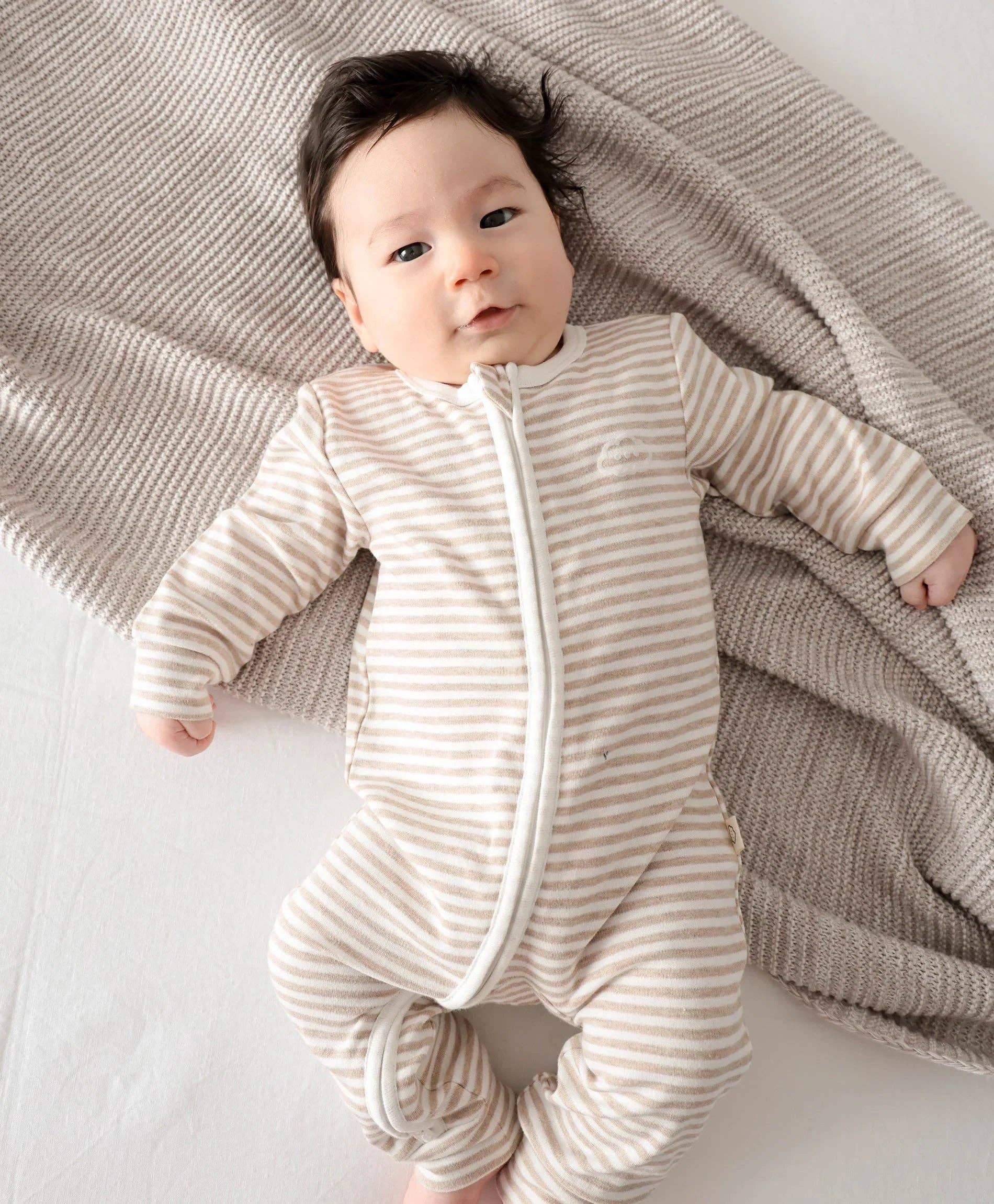 Organic Cotton Growsuit - Oat Stripes