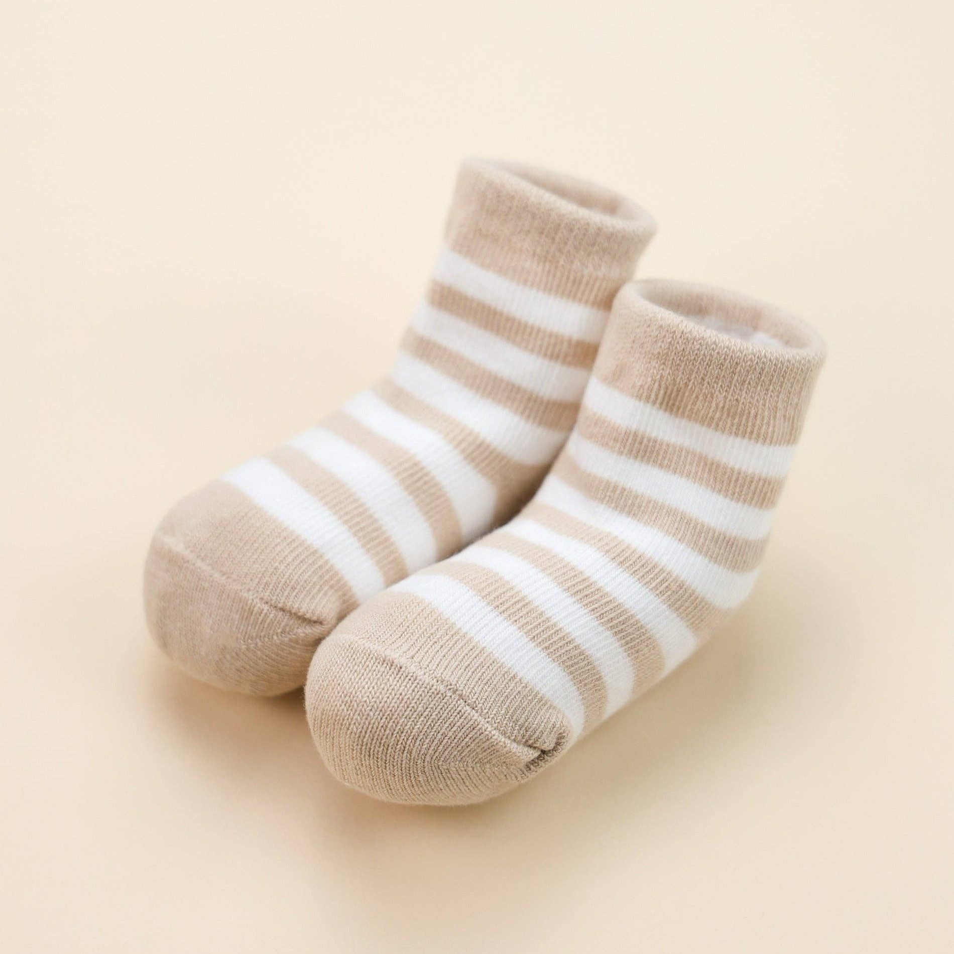 Organic Cotton Baby Socks - Oat Stripes