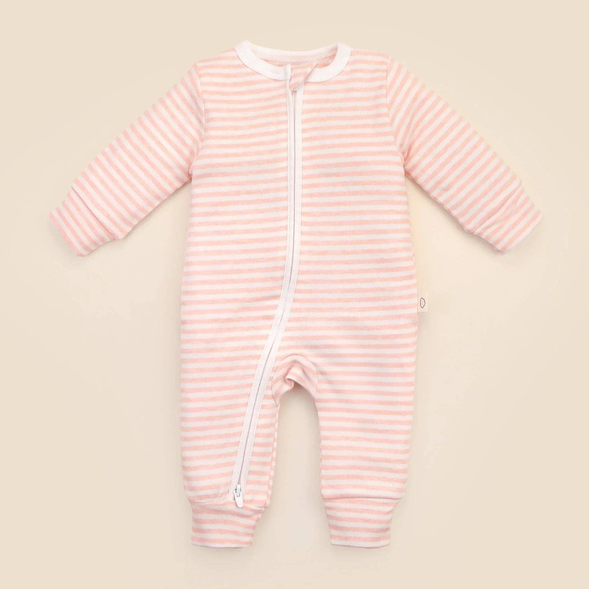 Organic Cotton Growsuit - Pink Stripes